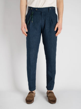 Pantalone 'Barber' Lino - Navy