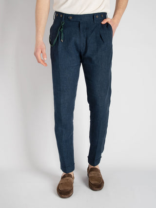 Pantalone 'Barber' Lino - Navy