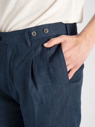 Pantalone 'Barber' Lino - Navy