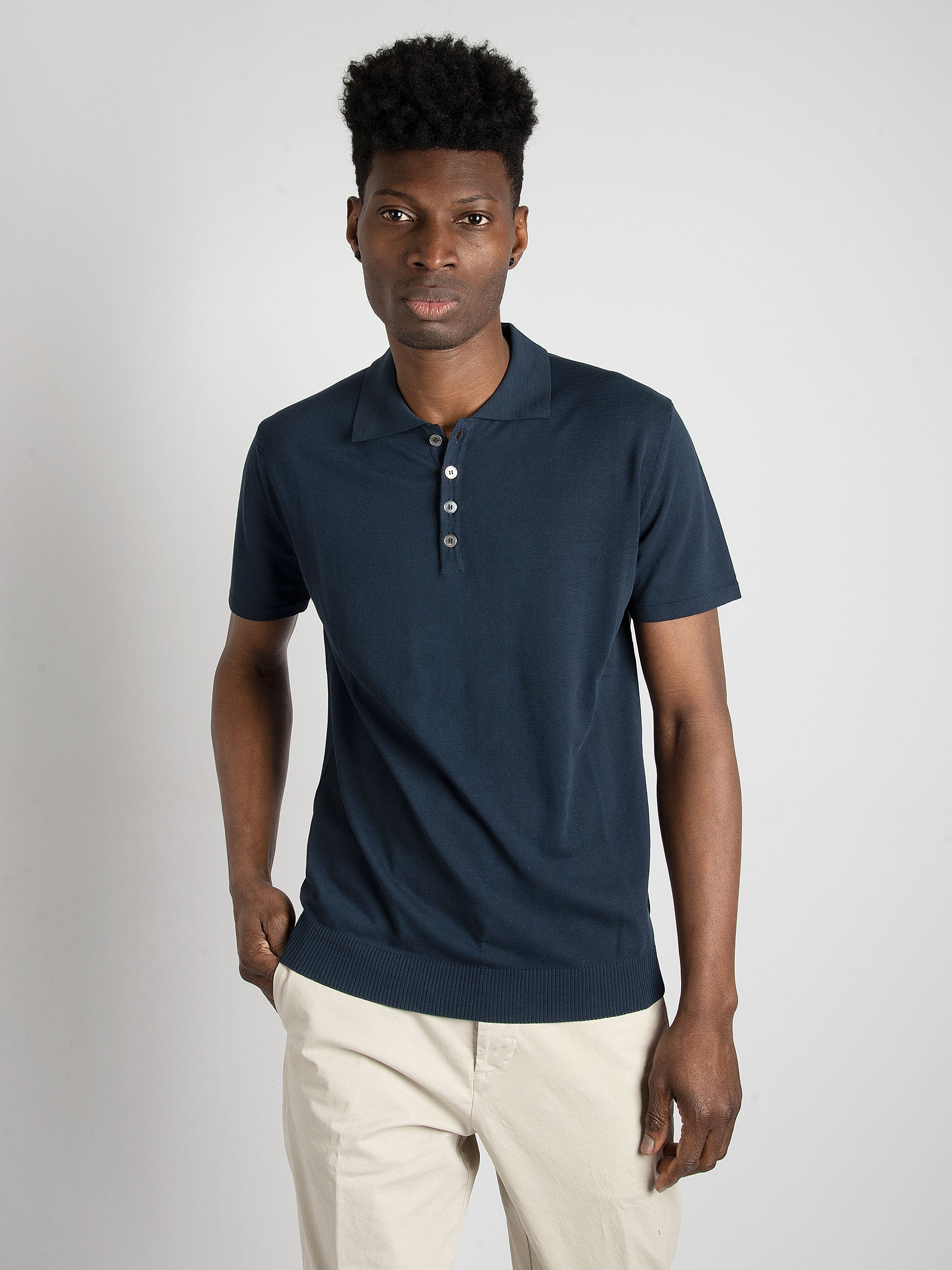 Polo in Dry Cotton - Blu Notte