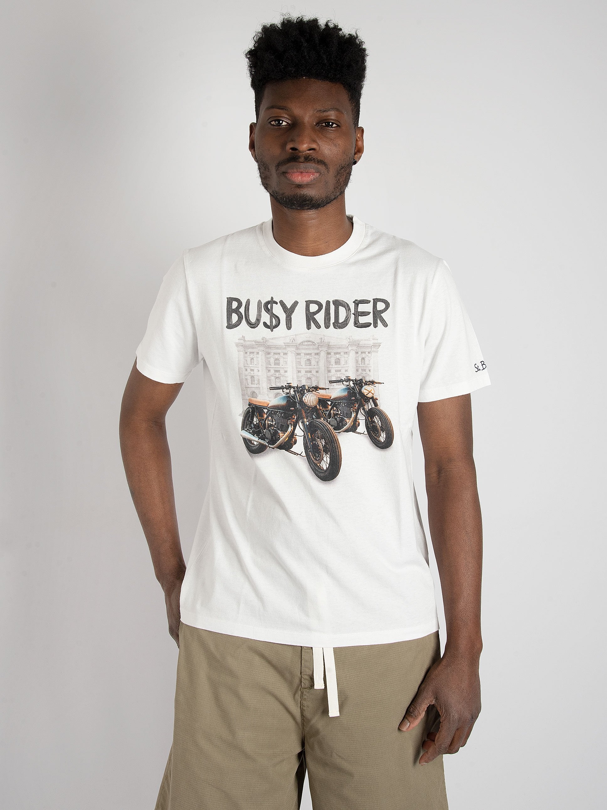 T-shirt 'Busy Rider' - Bianco