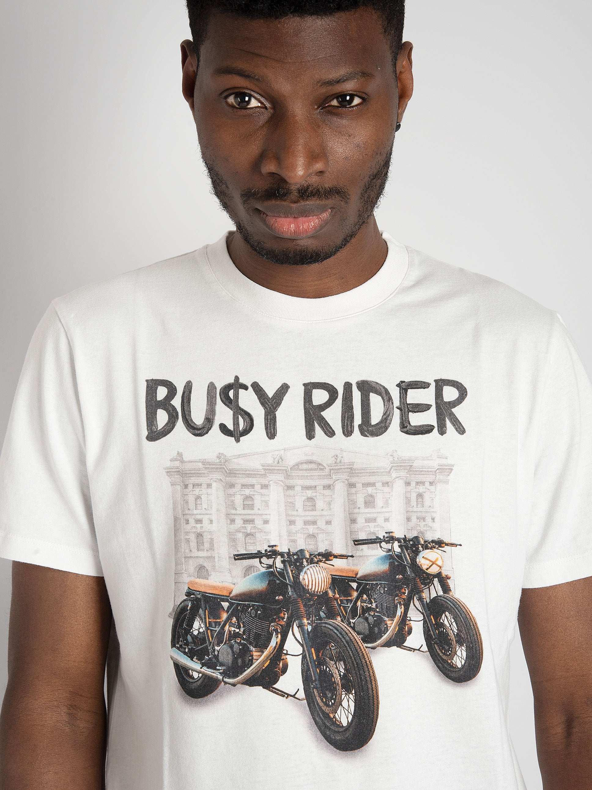 T-shirt 'Busy Rider' - Bianco