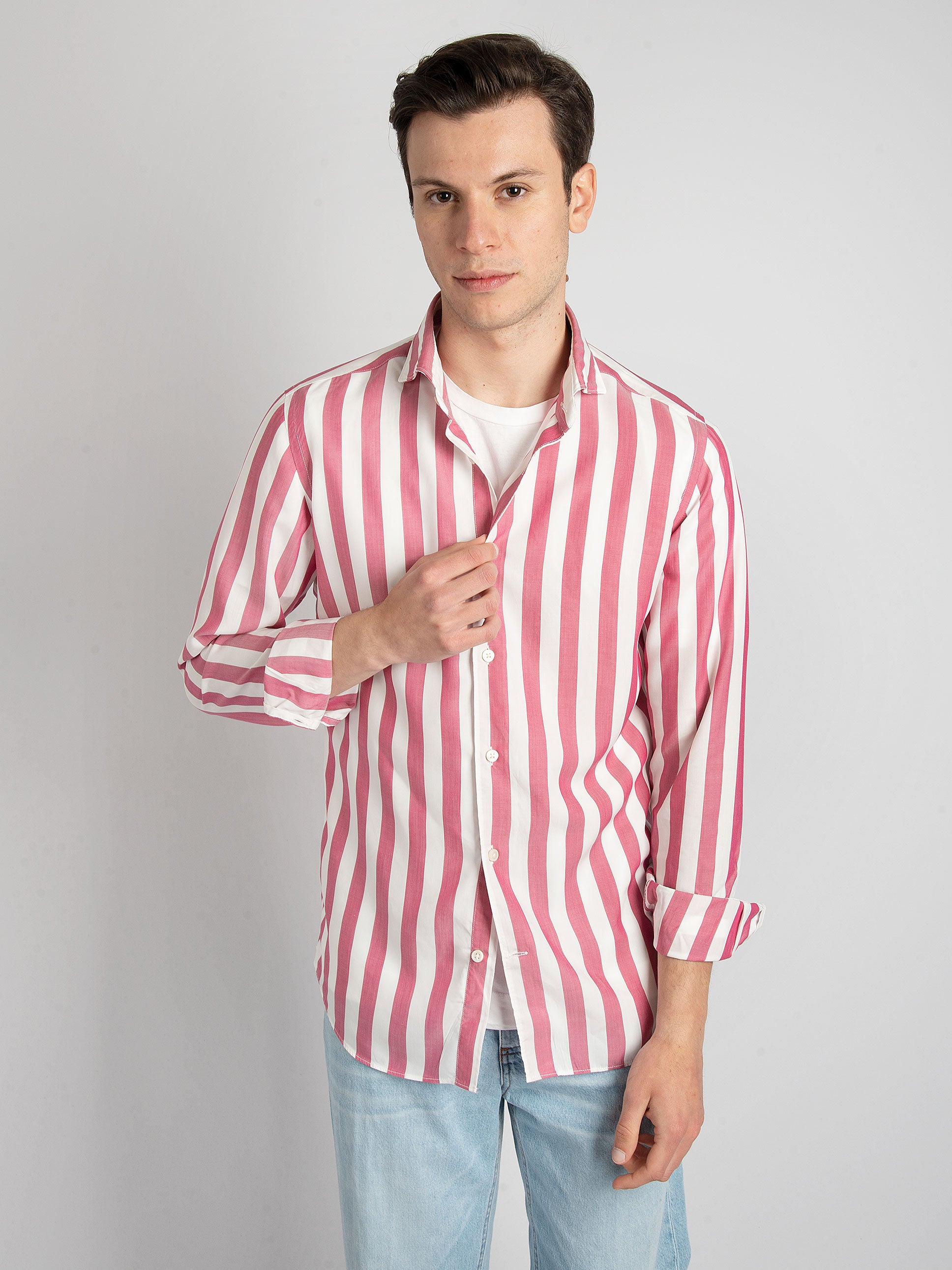 Camicia 'Jean' - Bianco/Rosa