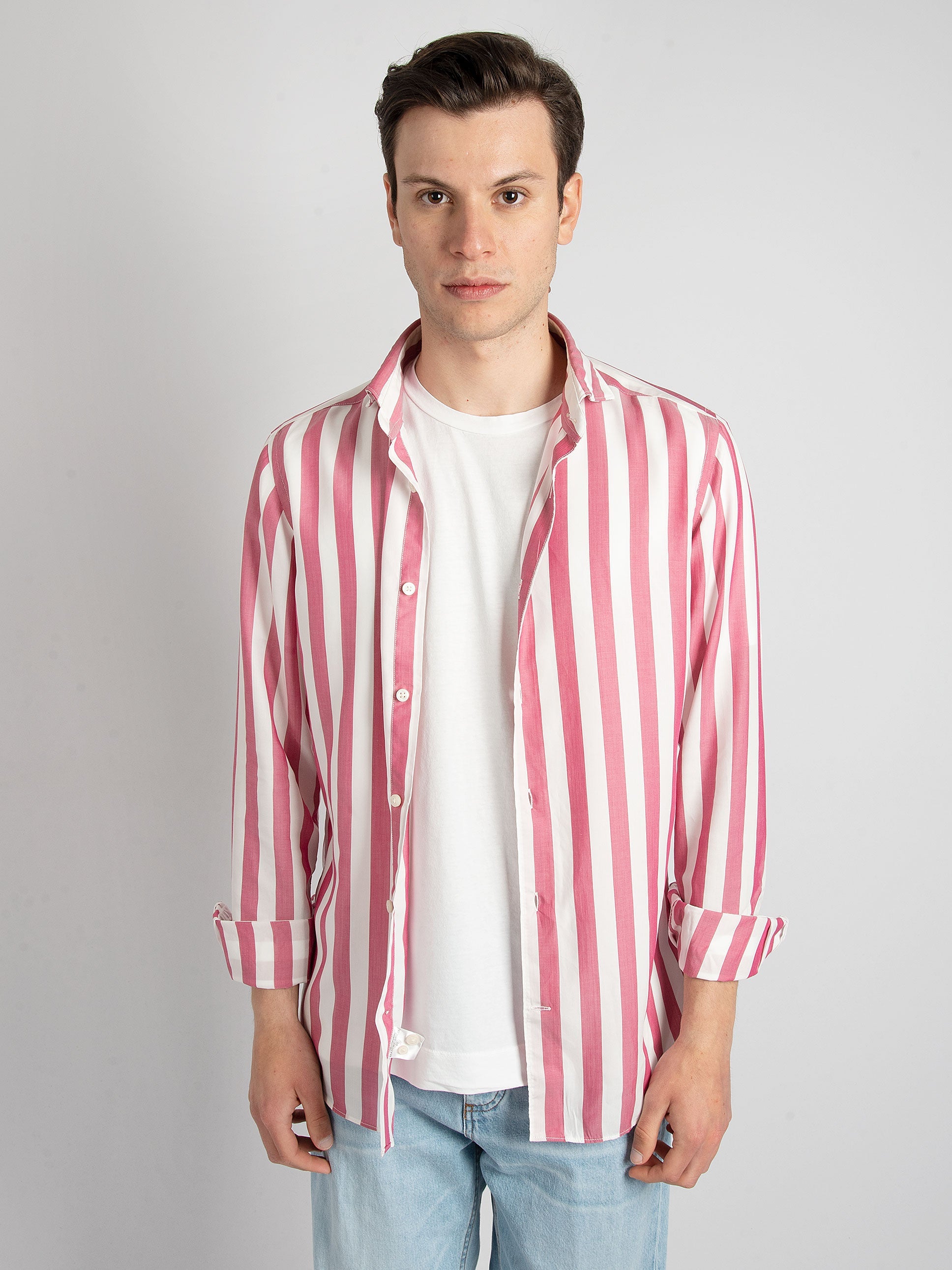 Camicia 'Jean' - Bianco/Rosa