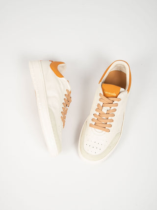 Sneakers Guga Pelle - Bianco/Arancio