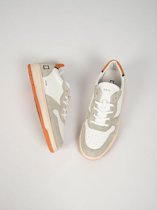 Sneakers Court Leather - Bianco/Arancio