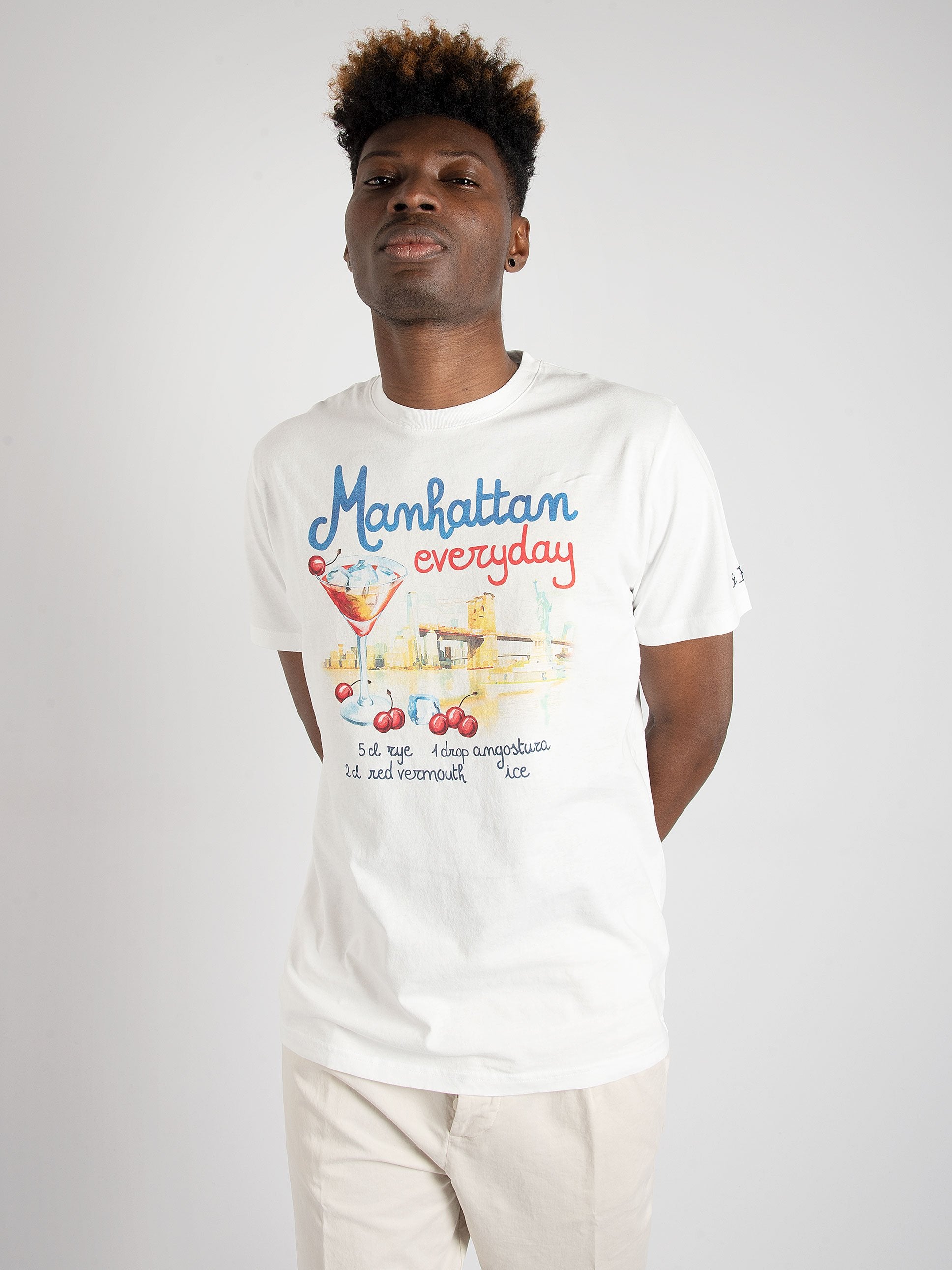 T-shirt 'Manhattan Drink' - Bianco
