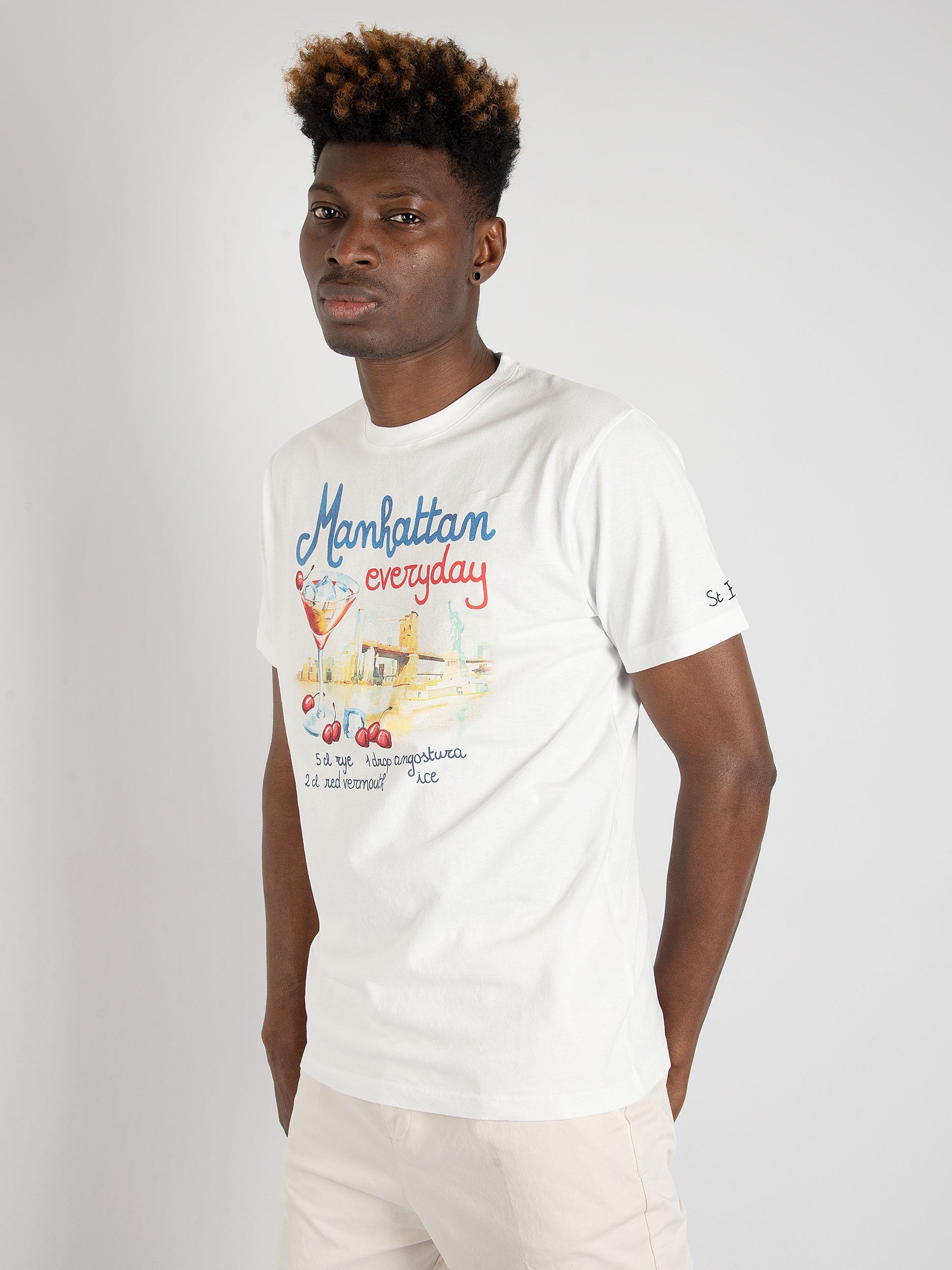 T-shirt 'Manhattan Drink' - Bianco