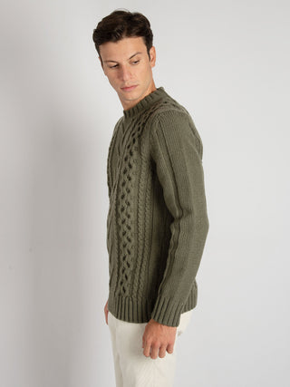 Maglia Girocollo Trecce - Verde Militare