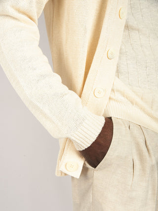 Cardigan in Lino- Crema