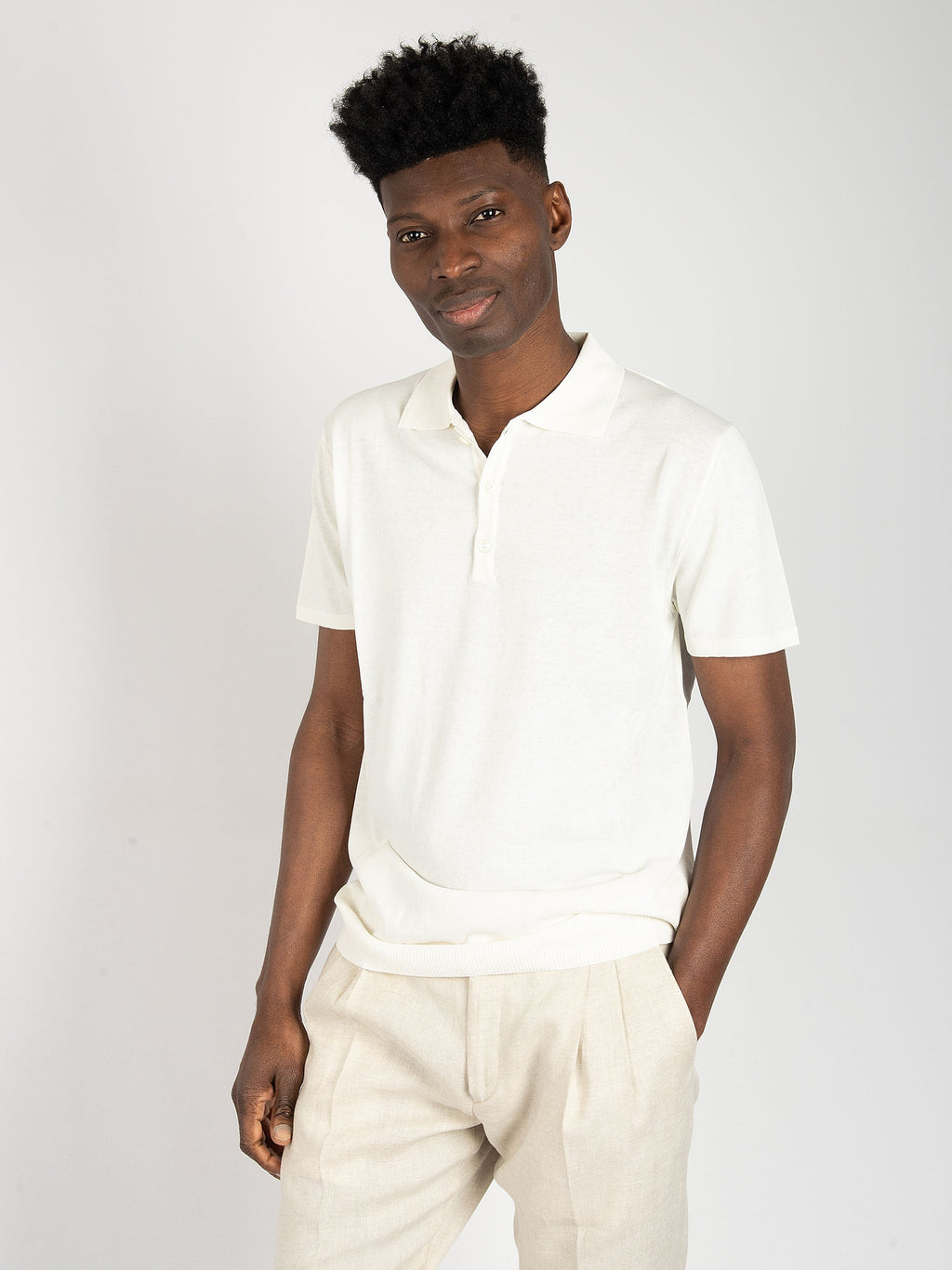 Polo in Dry Cotton - Panna