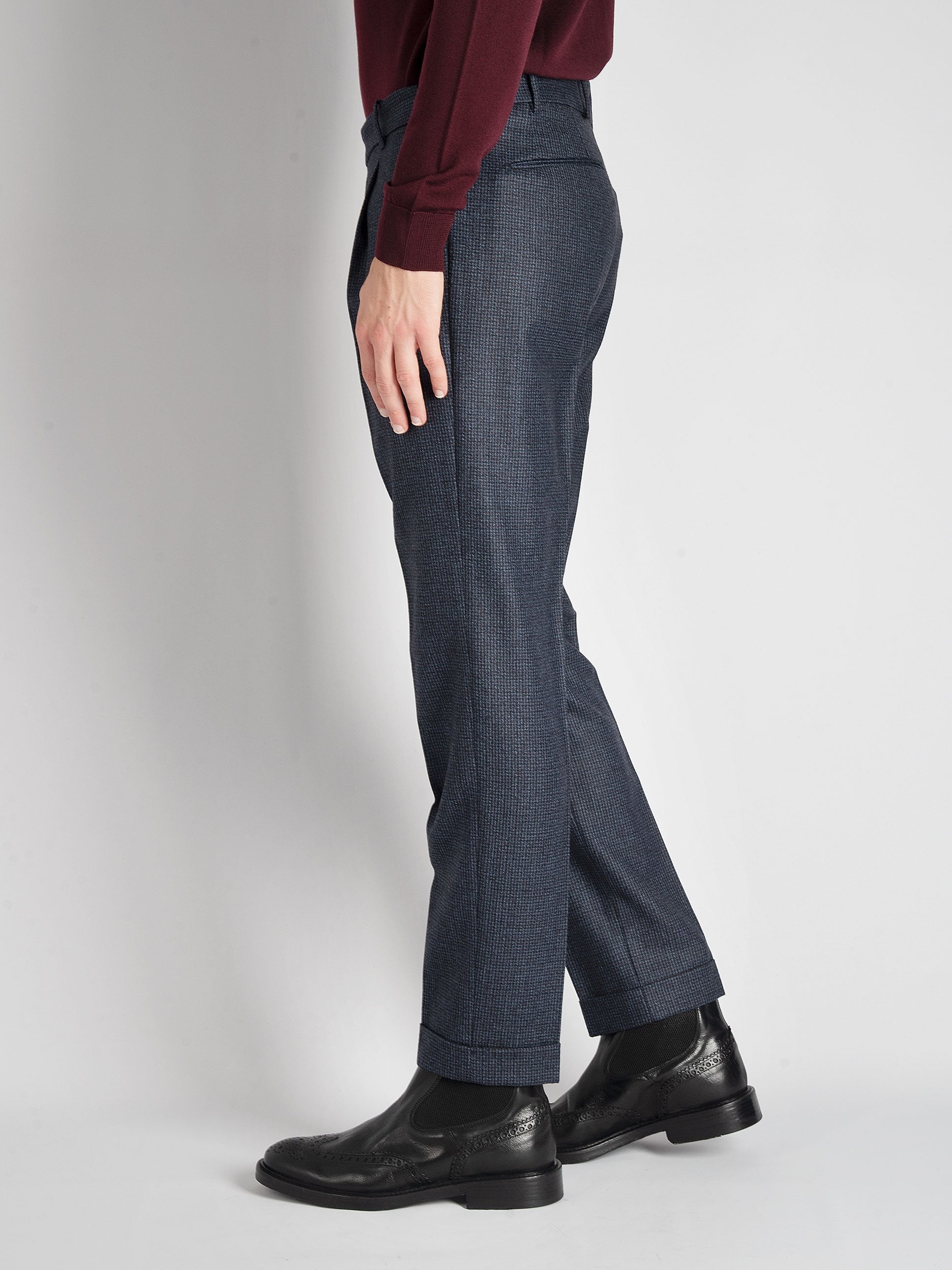 Pantalone 'Retro' Tweed Lana - Blu/Marrone