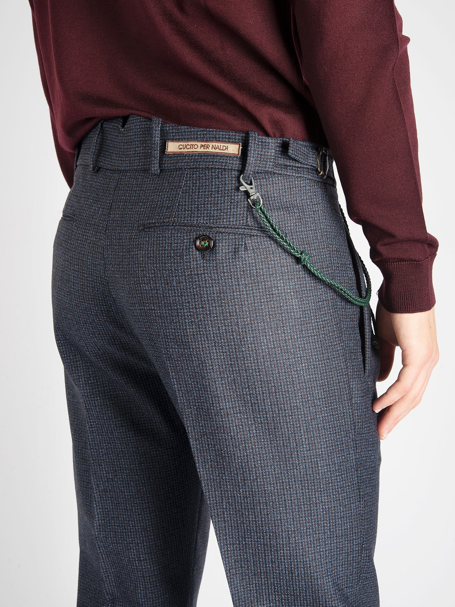 Pantalone 'Retro' Tweed Lana - Blu/Marrone