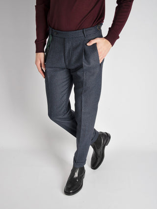 Pantalone 'Retro' Tweed Lana - Blu/Marrone