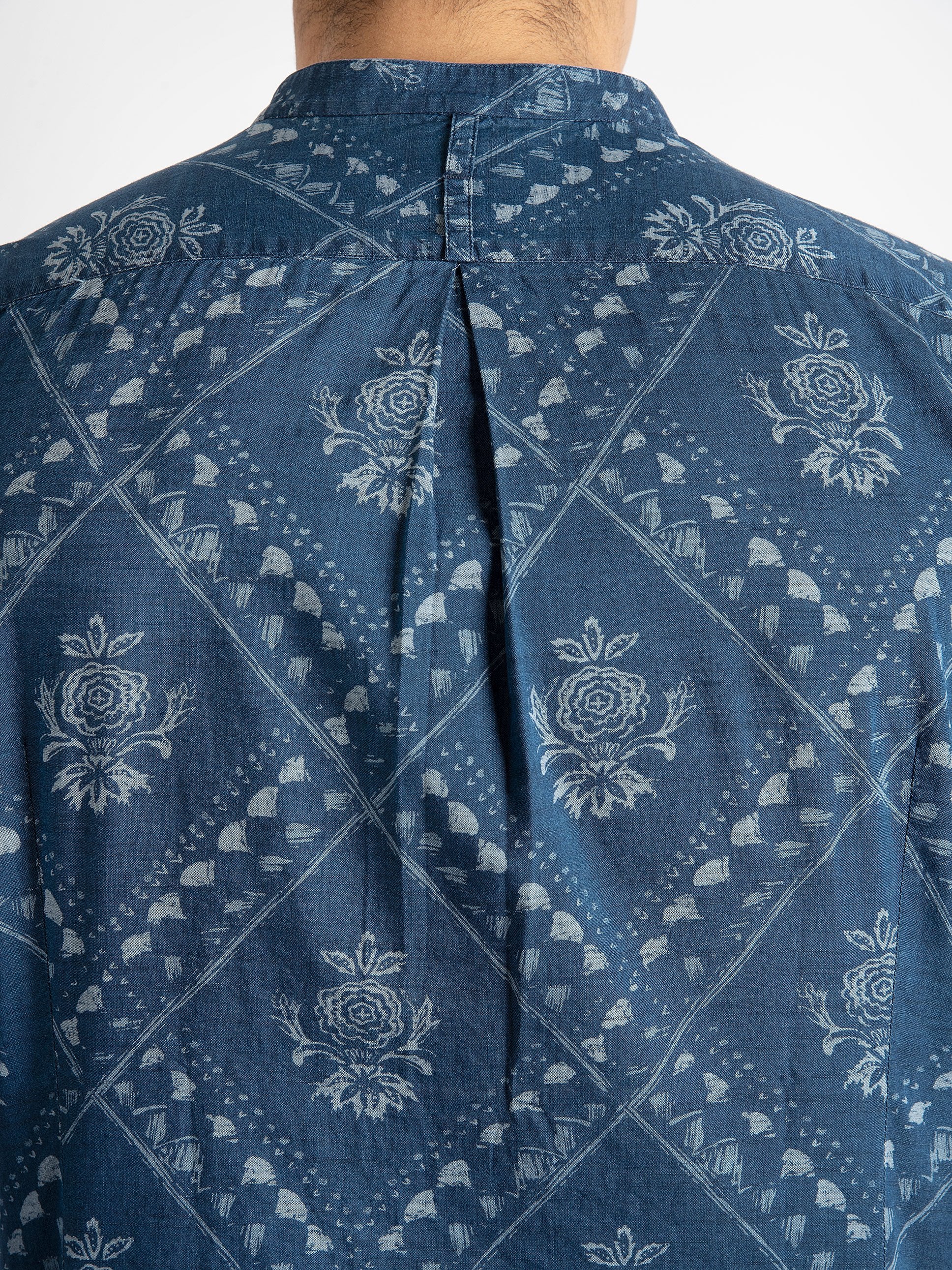 Camicia Coreana Floreale - Blu