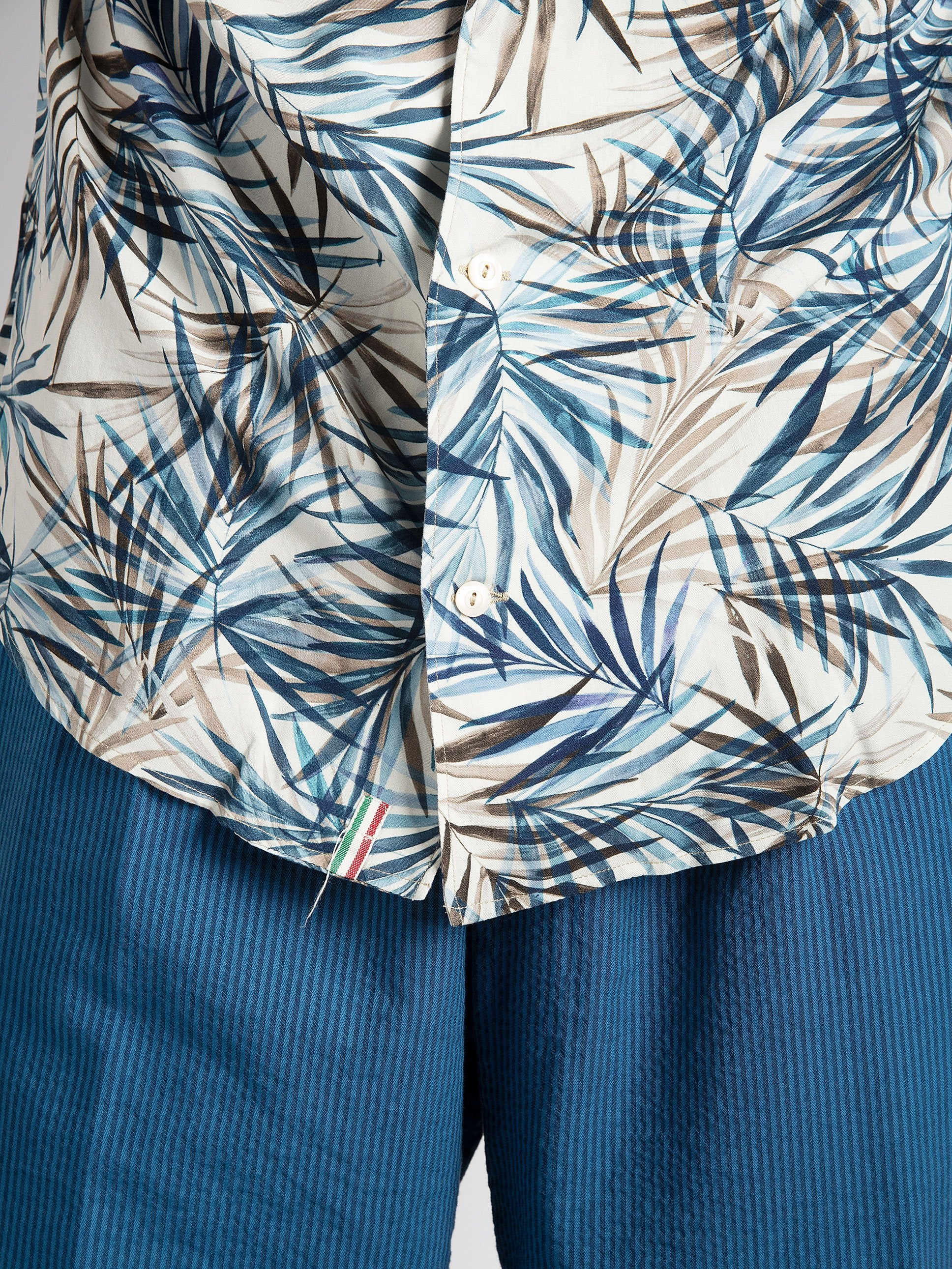 Camicia Tropicale - Bianco/Blu