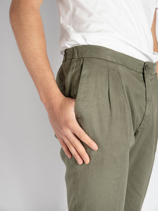 Chino 'Leisure II' Lino/Cotone - Verde