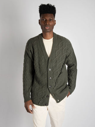 Maglia Cardigan Trecce - Verde