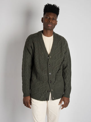 Maglia Cardigan Trecce - Verde