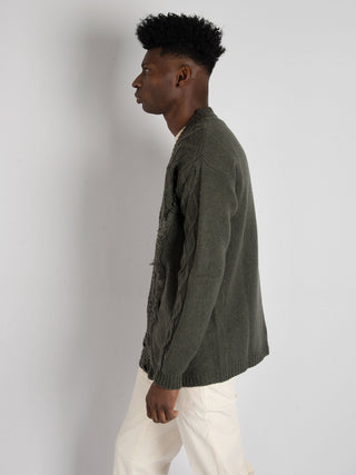 Maglia Cardigan Trecce - Verde