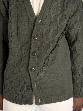 Maglia Cardigan Trecce - Verde