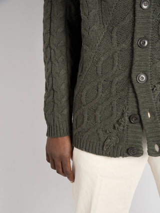 Maglia Cardigan Trecce - Verde